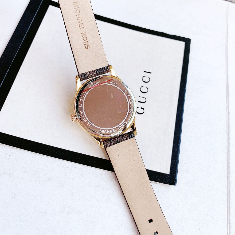 Đồng Hồ Michael Kors Jaycie |Nữ Giới |Mặt Tròn Vàng Gold |Dây Da Nâu |Máy Pin (Quartz) |Size 34mm |donghogiatot.vn