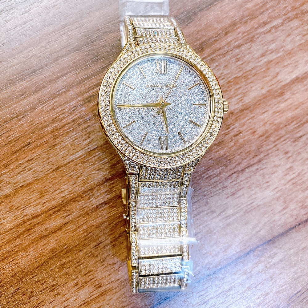 Đồng Hồ Michael Kors Kerry |Unisex |Mặt Full Đá |Dây Kim Loại Vàng Gold |Máy Pin (Quartz) |Size 38mm |donghogiatot.vn