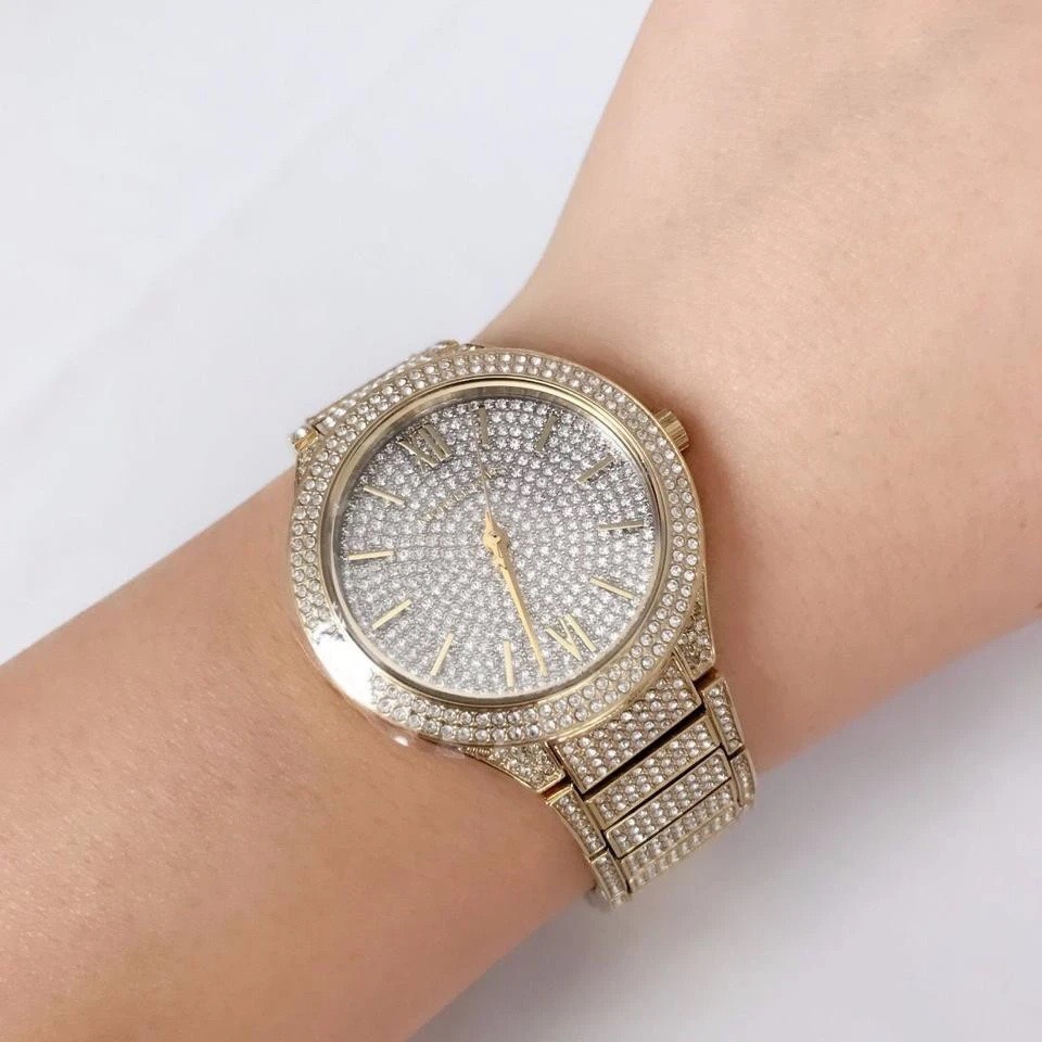 Đồng Hồ Michael Kors Kerry |Unisex |Mặt Full Đá |Dây Kim Loại Vàng Gold |Máy Pin (Quartz) |Size 38mm |donghogiatot.vn