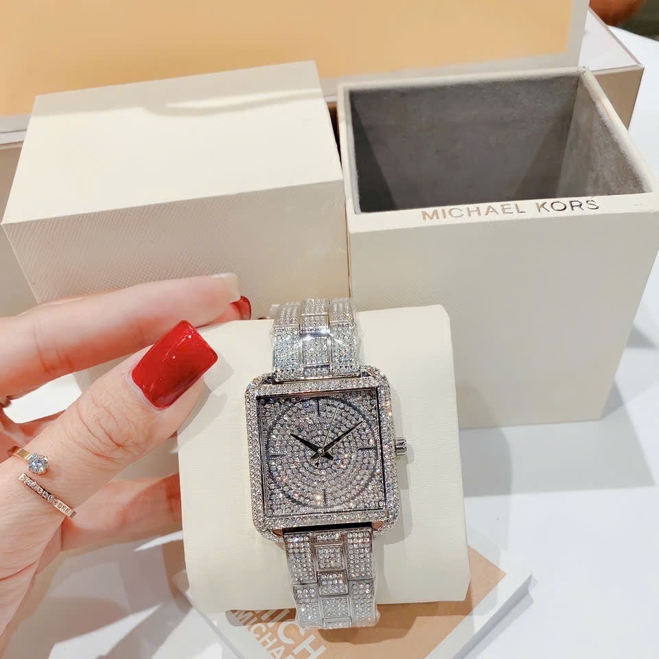 Đồng Hồ Michael Kors Lake |Nữ Giới |Mặt Vuông |Full Đá |Dây Kim Loại |Máy Pin (Quartz) |Size 32x32mm |donghogiatot.vn