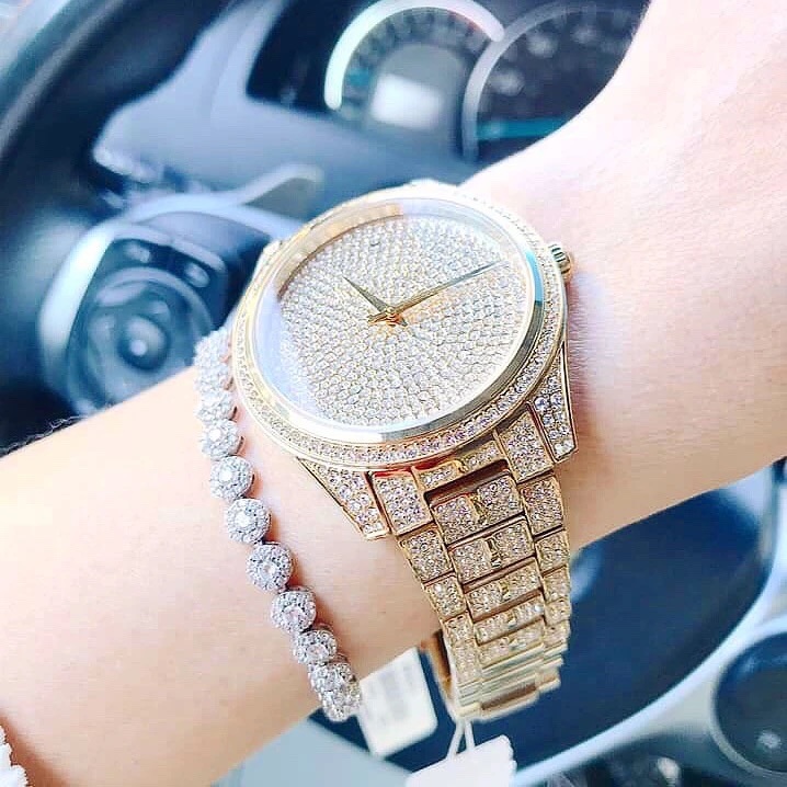 Đồng Hồ Michael Kors Lauryn |Nữ Giới |Full Đá |Dây Kim Loại Vàng Gold |Máy Pin (Quartz) |Size 38mm |donghogiatot.vn
