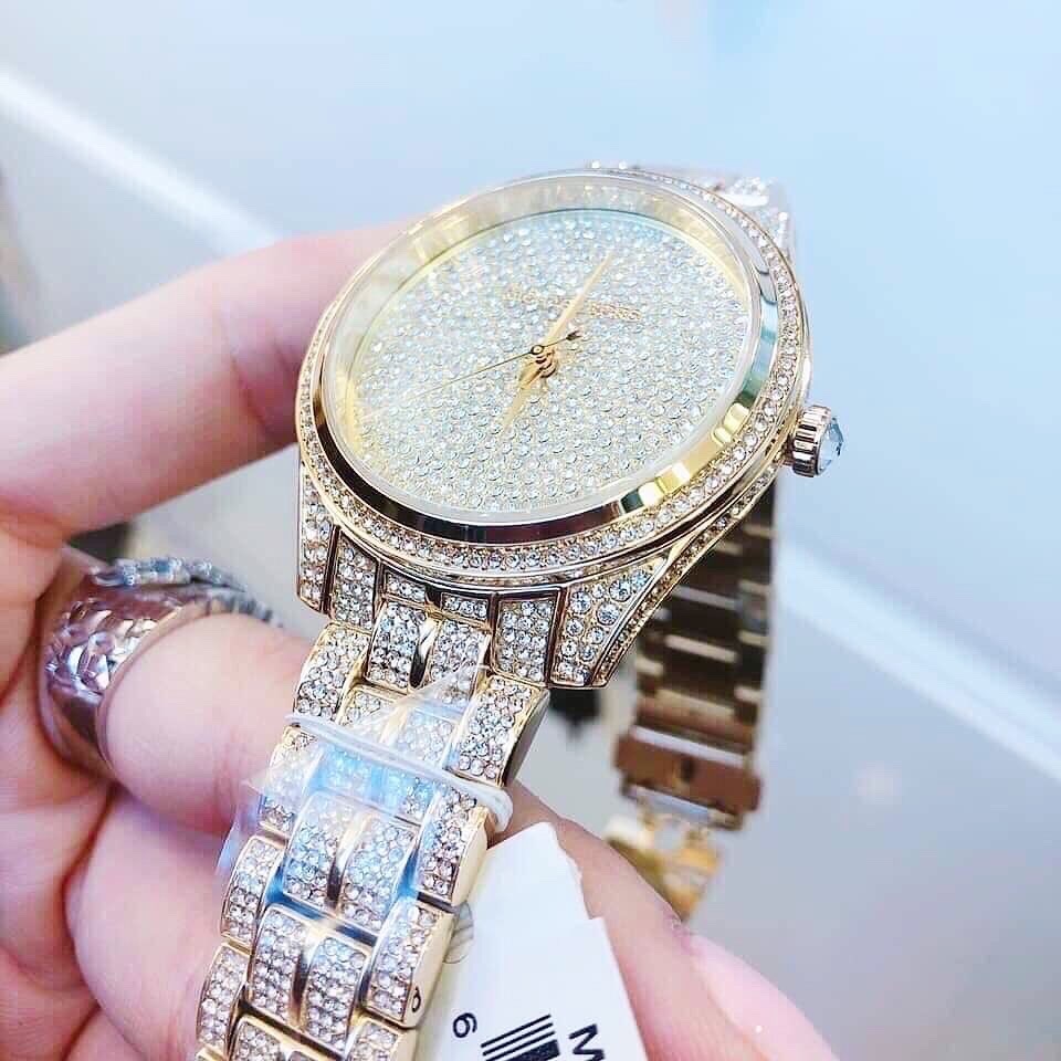 Đồng Hồ Michael Kors Lauryn |Nữ Giới |Full Đá |Dây Kim Loại Vàng Gold |Máy Pin (Quartz) |Size 38mm |donghogiatot.vn