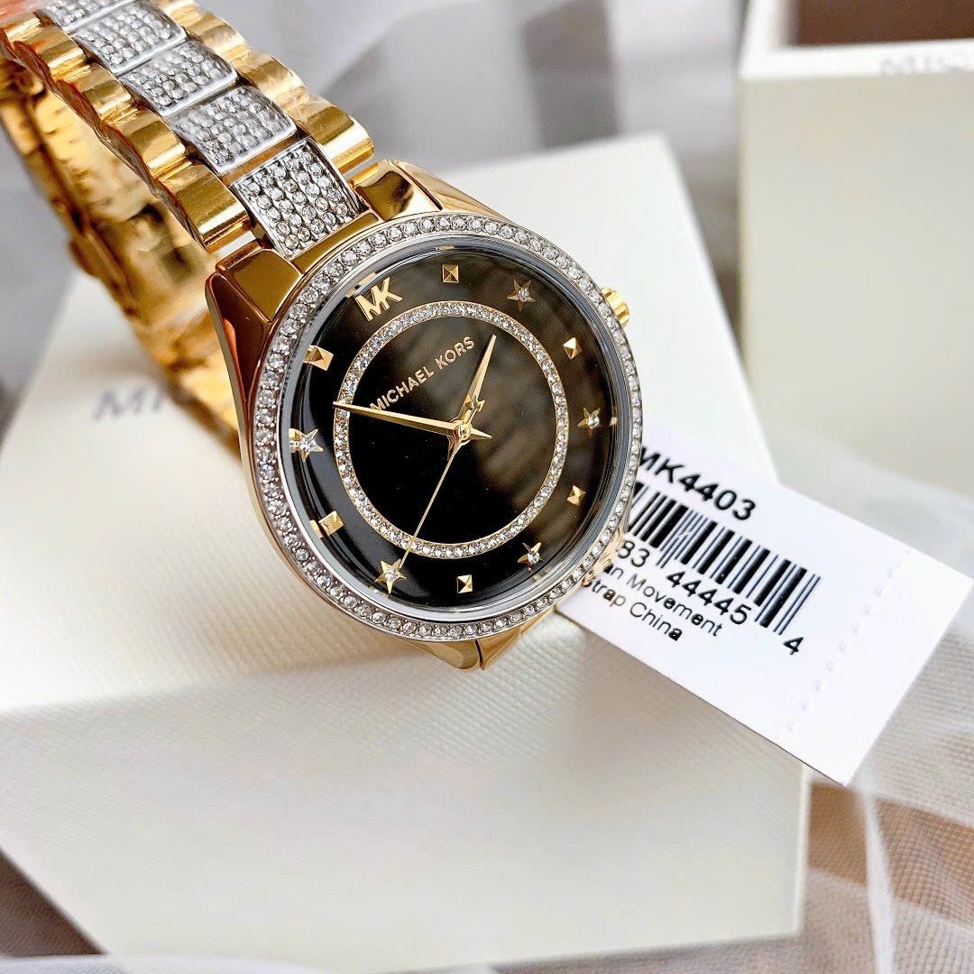 Đồng Hồ Michael Kors Lauryn |Nữ Giới |Mặt Tròn Đen |Dây Kim Loại Vàng Gold |Máy Pin (Quartz) |Size 33mm |donghogiatot.vn
