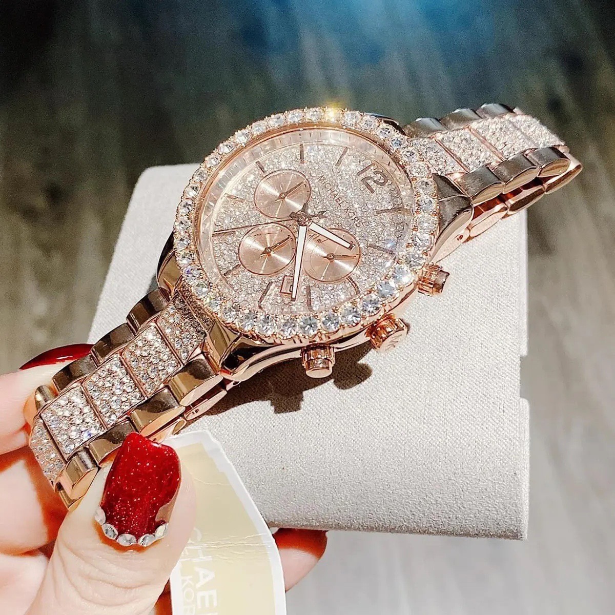 Đồng Hồ Michael Kors Layton |Nữ Giới |Rose Gold |Full Đá |Dây Kim Loại |Máy Pin (Quartz) |Size 42mm |donghogiatot.vn