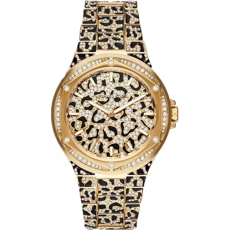 Đồng Hồ Michael Kors Lennox |Unisex |Vàng Gold |Dây Kim Loại Họa Tiết Báo |Máy Pin (Quartz) |Size 43mm |donghogiatot.vn