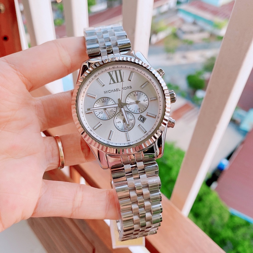Đồng Hồ Michael Kors Lexington |Nam Giới |Mặt Trắng |Dây Kim Loại Silver |Máy Pin (Quartz) |Size 45mm |donghogiatot.vn