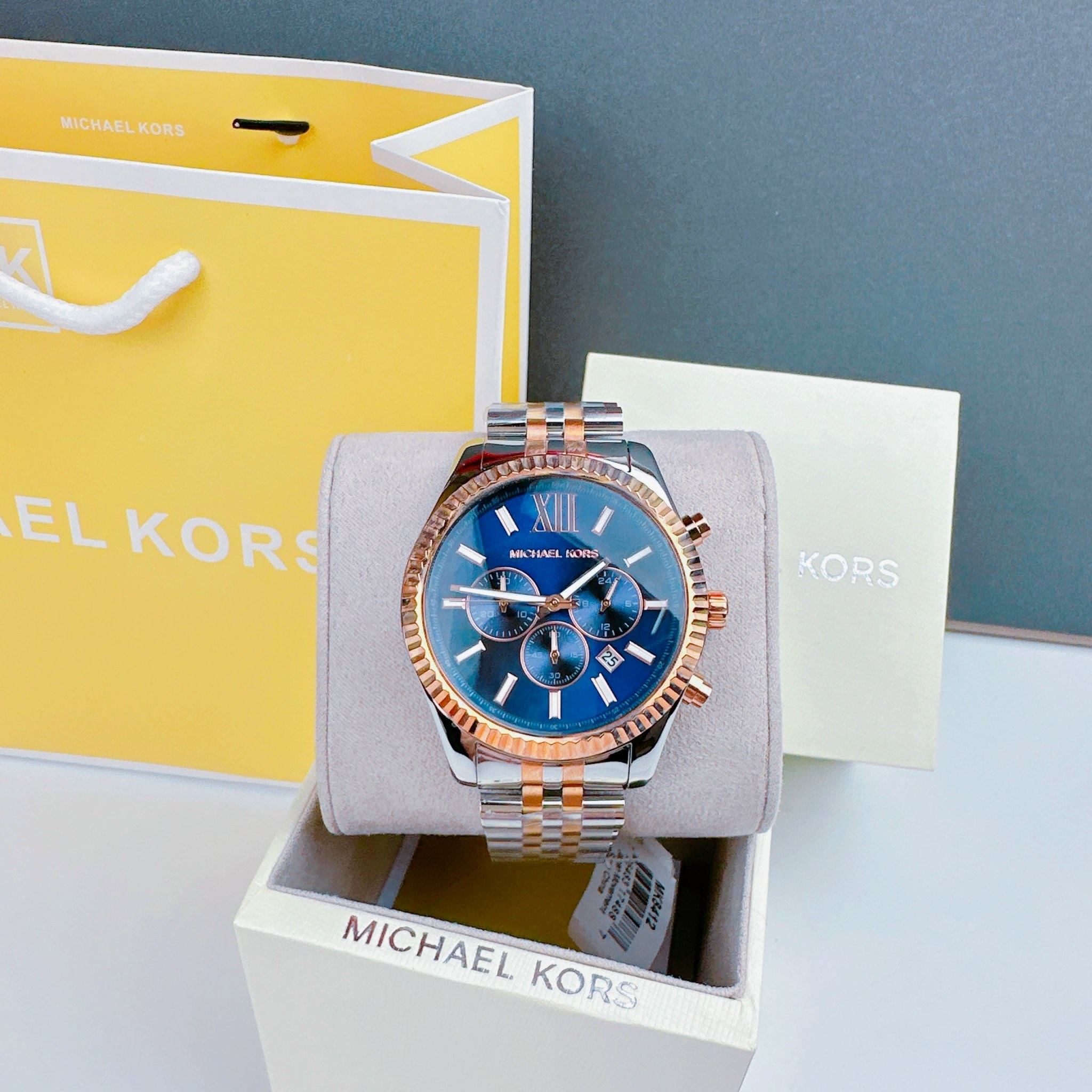 Đồng Hồ Michael Kors Lexington |Nam Giới |Mặt Xanh |Dây Kim Loại Demi Rose |Máy Pin (Quartz) |Size 45mm |donghogiatot.vn