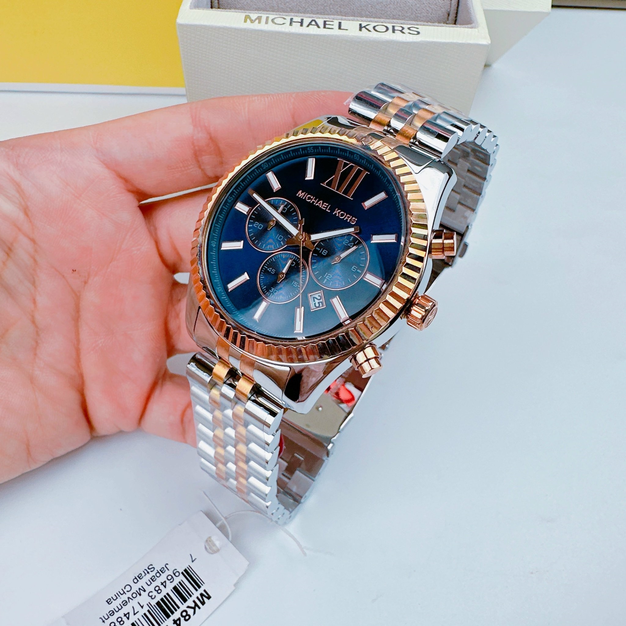 Đồng Hồ Michael Kors Lexington |Nam Giới |Mặt Xanh |Dây Kim Loại Demi Rose |Máy Pin (Quartz) |Size 45mm |donghogiatot.vn