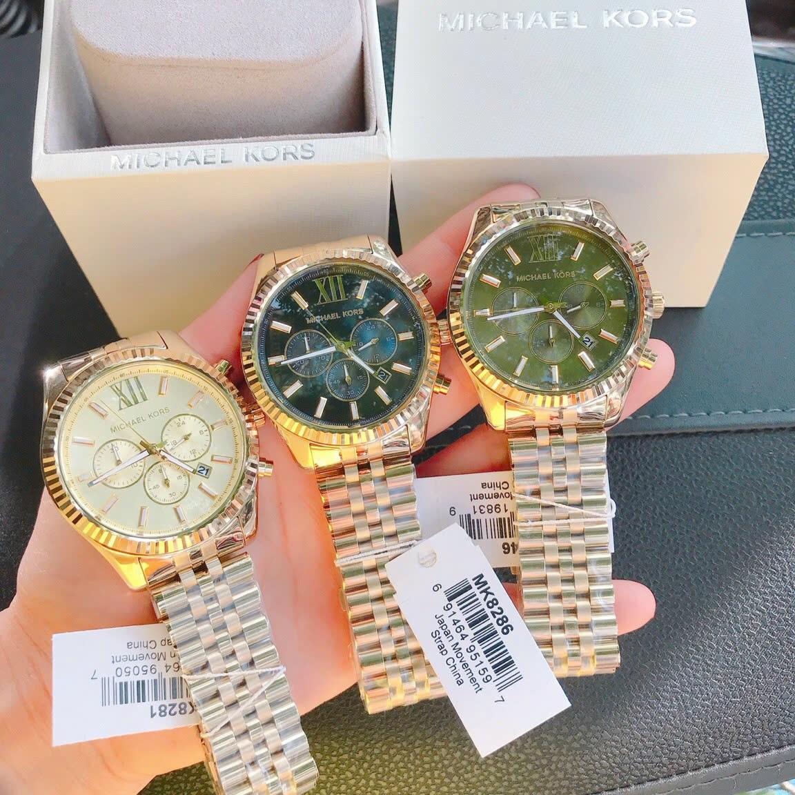 Đồng Hồ Michael Kors Lexington |Nam Giới |Mặt Xanh Lá |Dây Kim Loại Vàng Gold |Máy Pin (Quartz) |Size 45mm |donghogiatot.vn