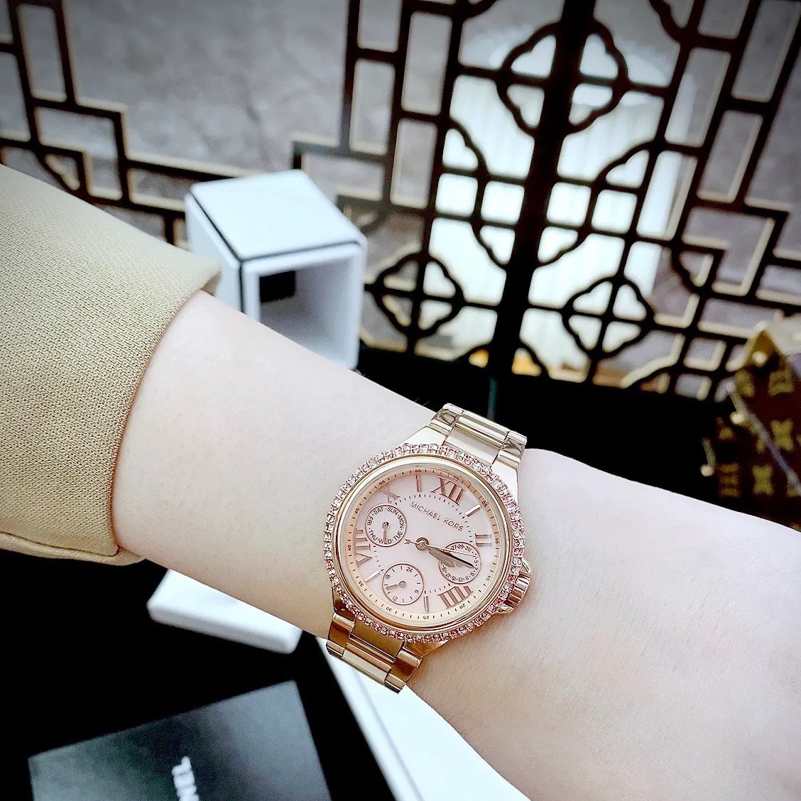 Đồng Hồ Michael Kors Mini Camille |Nữ Giới |Rose Gold |Đính Đá |Dây Kim Loại |Máy Pin (Quartz) |Size 33mm |donghogiatot.vn
