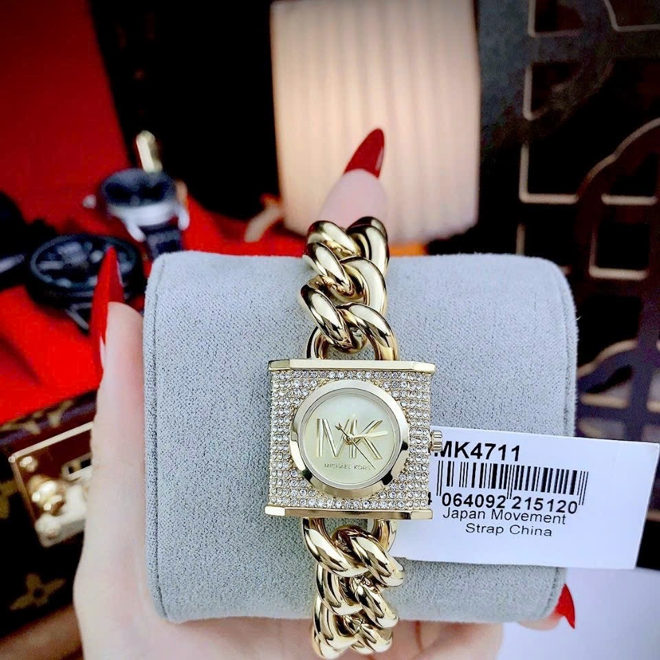 Đồng Hồ Michael Kors Mini Lock |Nữ Giới |Vàng Gold |Mặt Vuông |Dây Mắt Xích |Máy Pin (Quartz) |Size 25mm |donghogiatot.vn