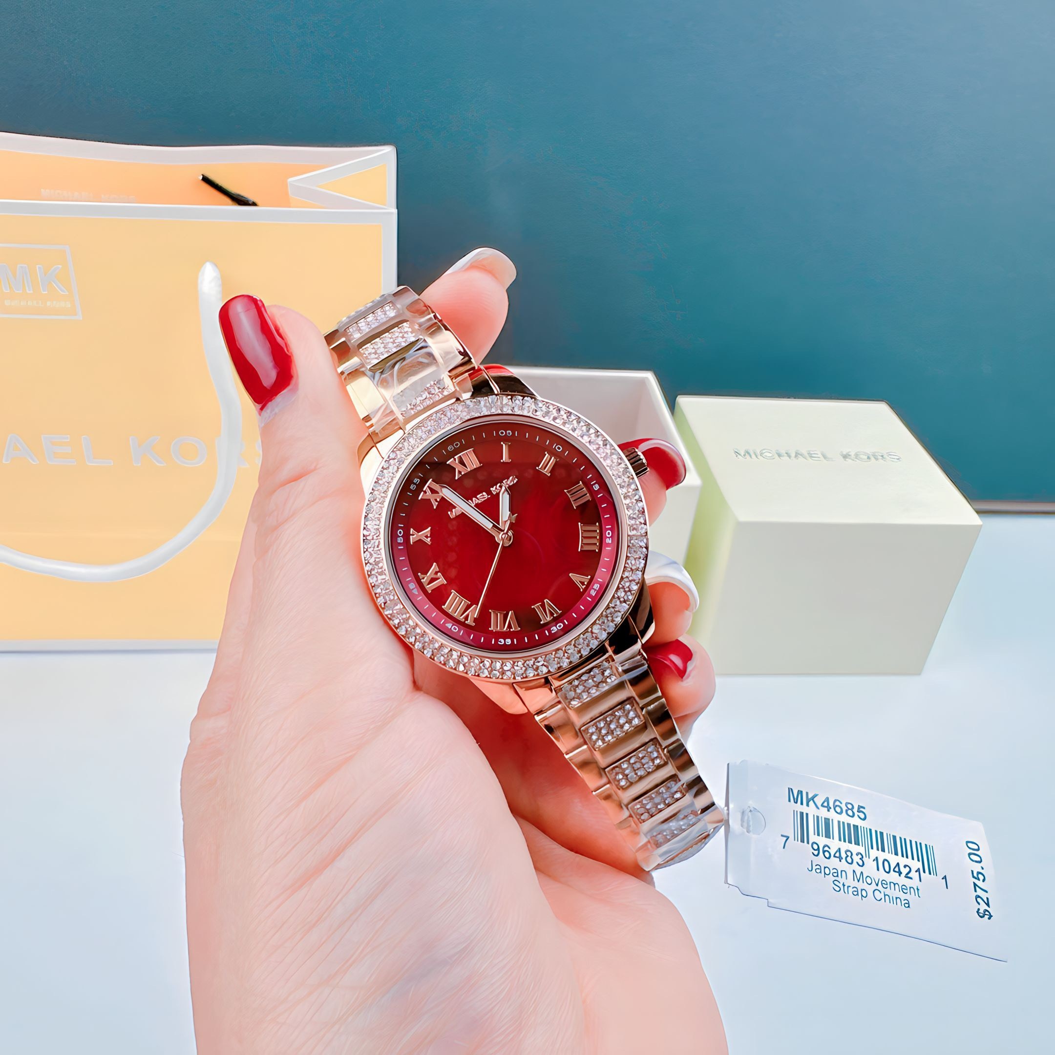 Đồng Hồ Michael Kors Outlet Tibby |Nữ Giới |Rose Gold |Mặt Đỏ |Dây Kim Loại |Máy Pin (Quartz) |Size 34mm |donghogiatot.vn