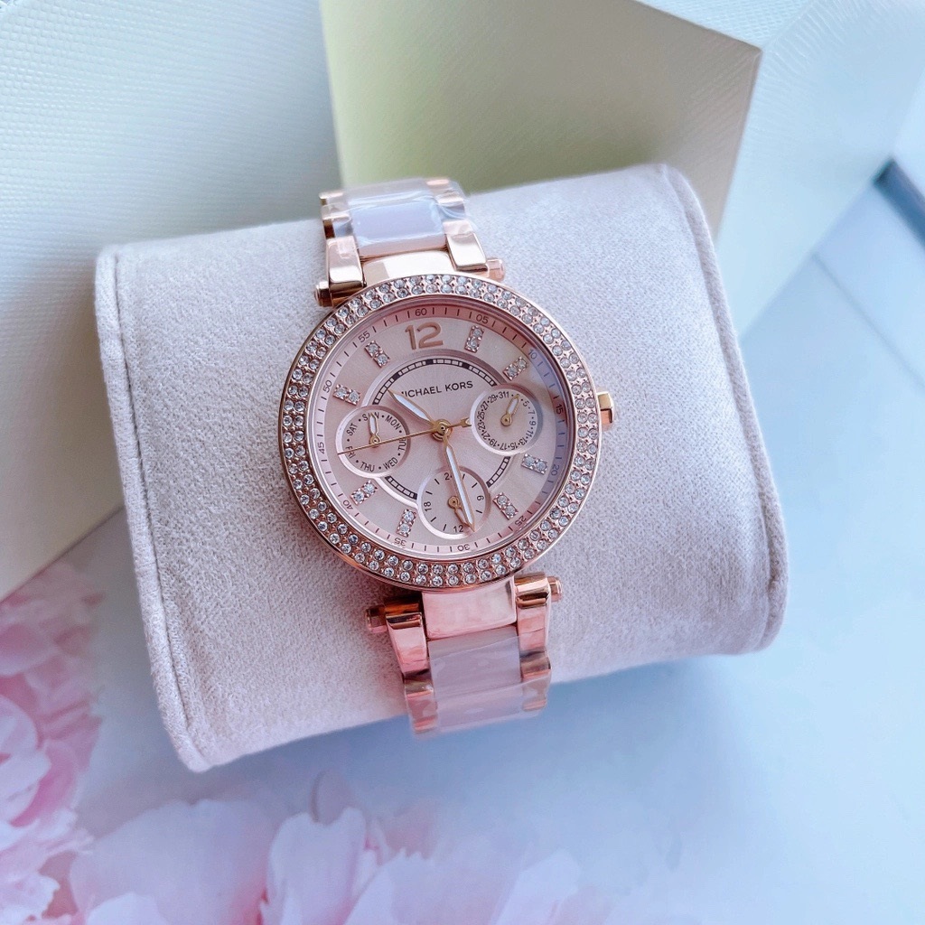 Đồng Hồ Michael Kors Parker Mini |Nữ Giới |Dây Kim Loại Mix Acetate Hồng |Máy Pin (Quartz) |Size 33mm |donghogiatot.vn