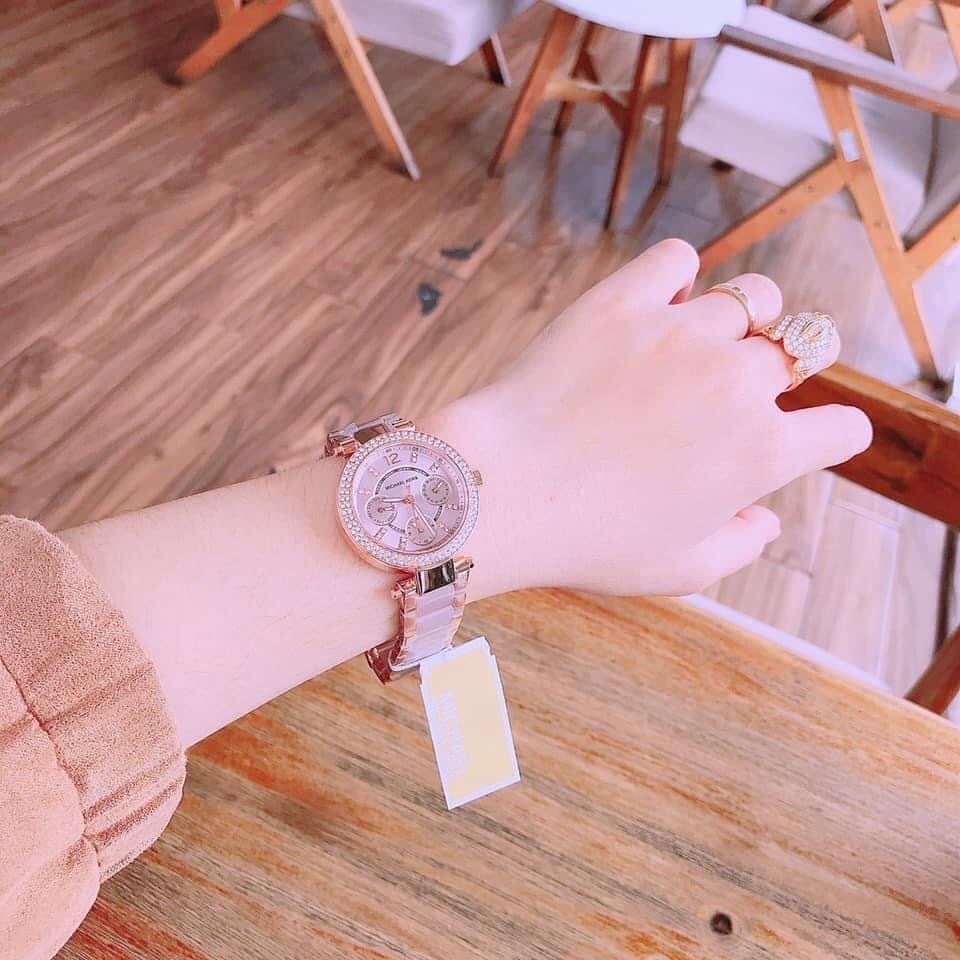 Đồng Hồ Michael Kors Parker Mini |Nữ Giới |Dây Kim Loại Mix Acetate Hồng |Máy Pin (Quartz) |Size 33mm |donghogiatot.vn