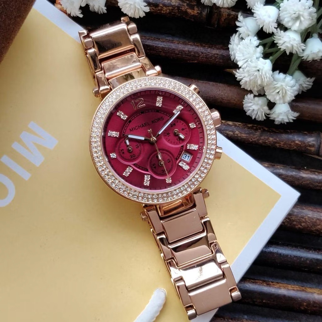 Đồng Hồ Michael Kors Parker |Nữ Giới |Mặt Đỏ |Dây Kim Loại Rose Gold |Máy Pin (Quartz) |Size 38mm |donghogiatot.vn