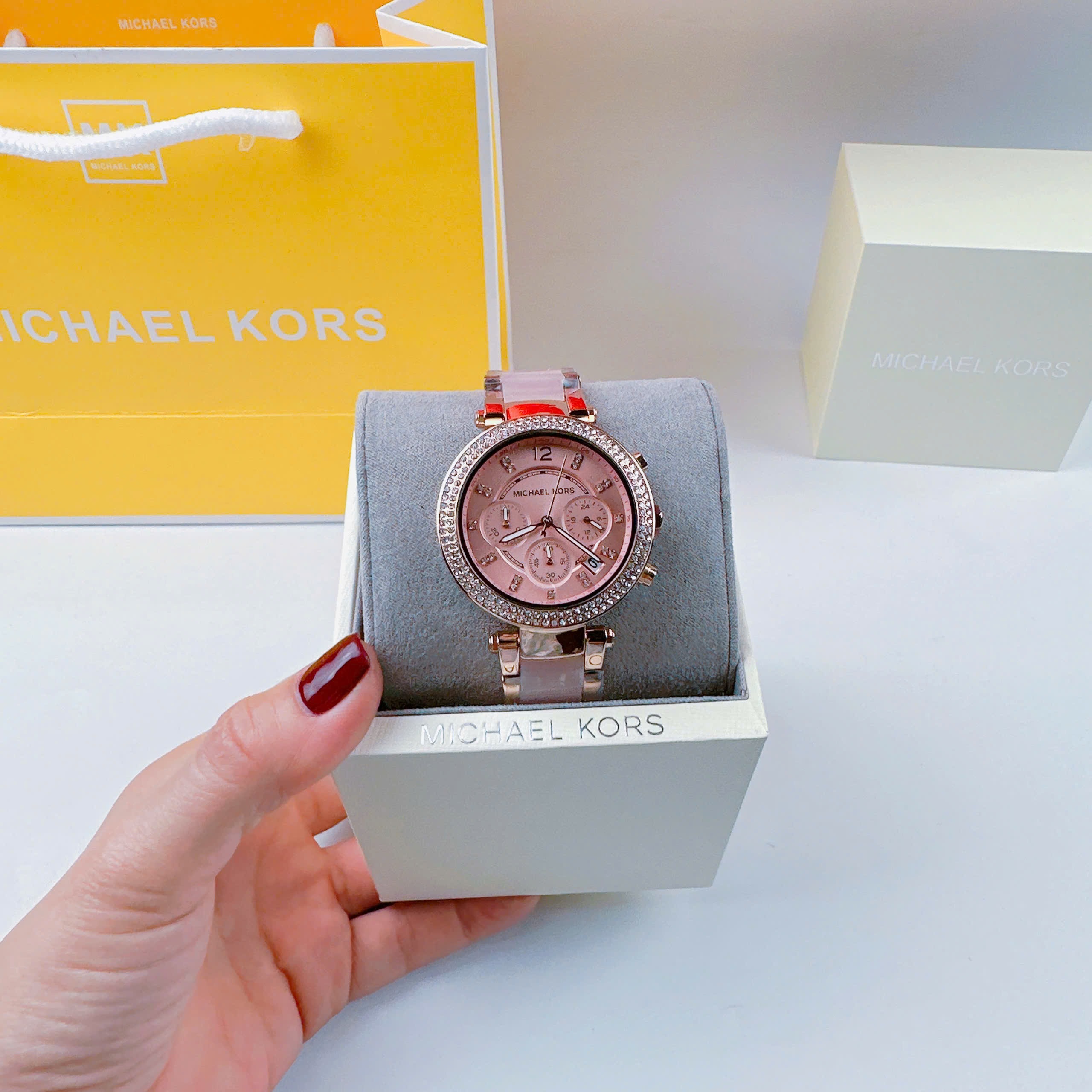 Đồng Hồ Michael Kors Parker |Nữ Giới |Mặt Màu Hồng |Dây Kim Loại Rose Gold Mix Acetate |Máy Pin (Quartz) |Size 38mm |donghogiatot.vn