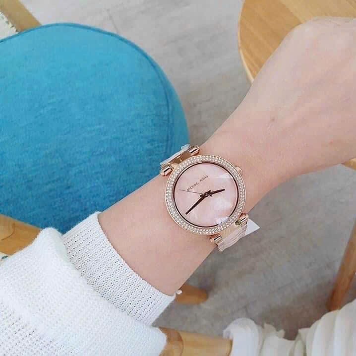 Đồng Hồ Michael Kors Parker |Nữ Giới |Rose Gold |Dây Kim Loại Mix Acetate Trắng |Máy Pin (Quartz) |Size 39mm |donghogiatot.vn
