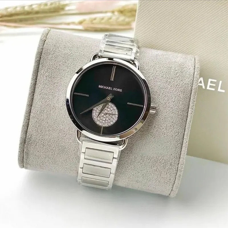 Đồng Hồ Michael Kors Portia |Nữ Giới |Mặt Đen |Dây Kim Loại Silver |Máy Pin (Quartz) |Size 37mm |donghogiatot.vn