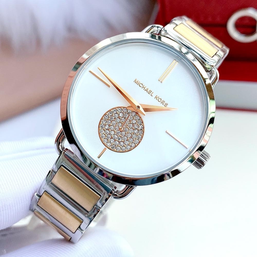 Đồng Hồ Michael Kors Portia |Nữ Giới |Đính Đá |Dây Kim Loại Demi Vàng Gold |Máy Pin (Quartz) |Size 37mm |donghogiatot.vn
