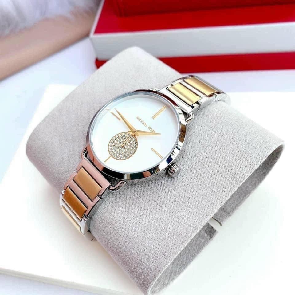 Đồng Hồ Michael Kors Portia |Nữ Giới |Đính Đá |Dây Kim Loại Demi Vàng Gold |Máy Pin (Quartz) |Size 37mm |donghogiatot.vn