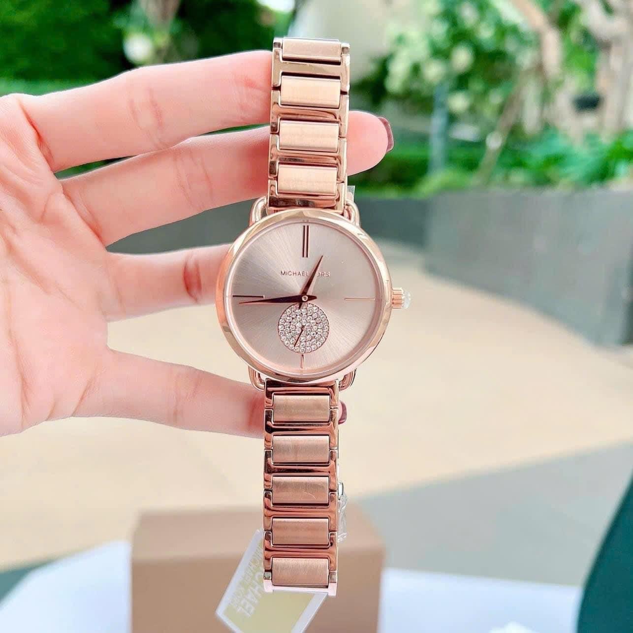 Đồng Hồ Michael Kors Portia |Nữ Giới |Đính Đá |Dây Kim Loại Rose Gold |Máy Pin (Quartz) |Size 37mm |donghogiatot.vn