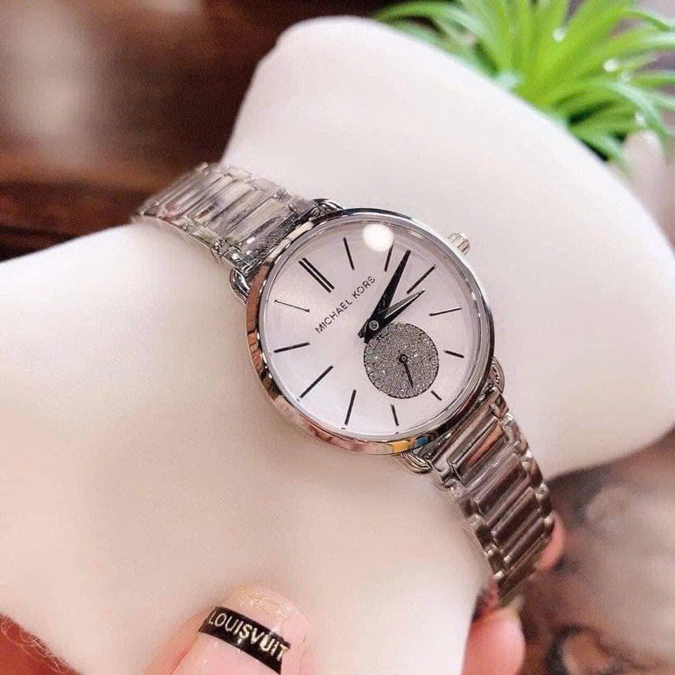 Michael Kors Portia |Nữ Giới |Mặt Đính Đá |Dây Kim Loại Silver |Máy Pin (Quartz) |Size 28mm