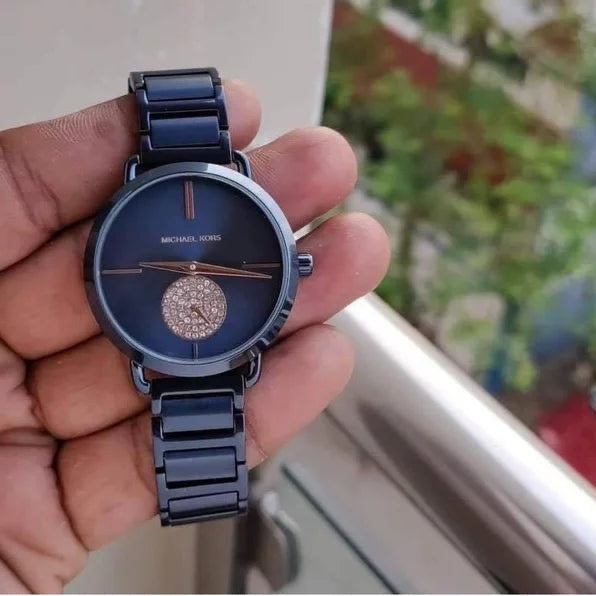 Đồng Hồ Michael Kors Portia |Nữ Giới |Mặt Đính Đá |Dây Kim Loại Xanh |Máy Pin (Quartz) |Size 37mm |donghogiatot.vn