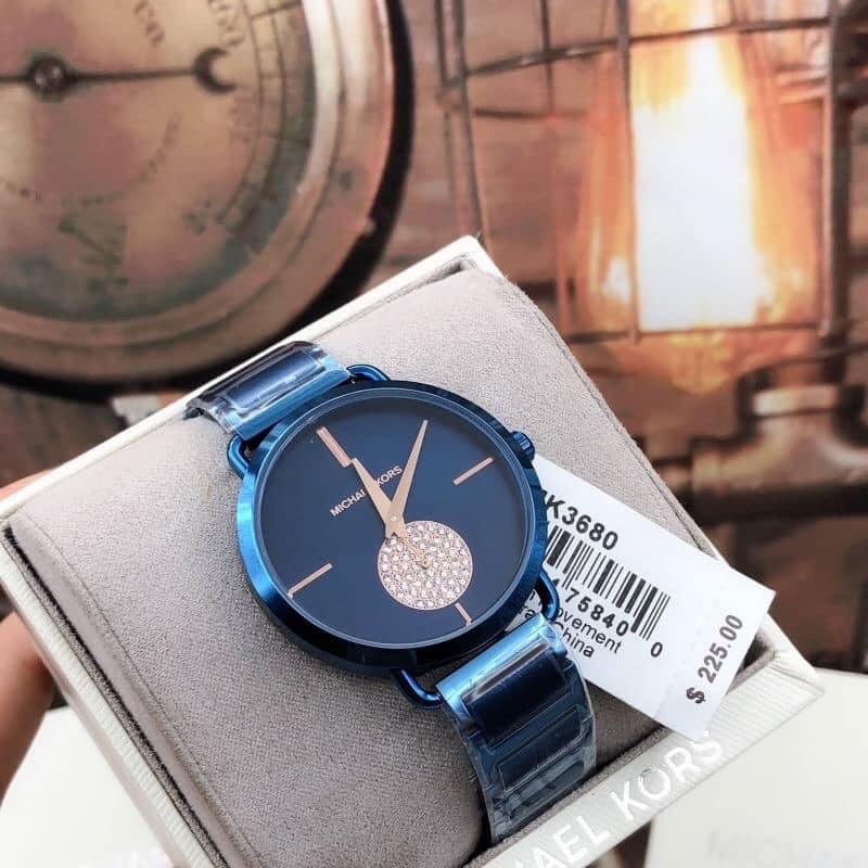 Đồng Hồ Michael Kors Portia |Nữ Giới |Mặt Đính Đá |Dây Kim Loại Xanh |Máy Pin (Quartz) |Size 37mm |donghogiatot.vn