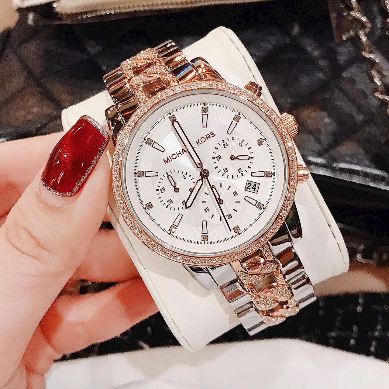 Đồng Hồ Michael Kors Ritz Chronograph |Nữ Giới |Demi Rose Gold |Dây Kim Loại |Máy Pin (Quartz) |Size 41mm |donghogiatot.vn
