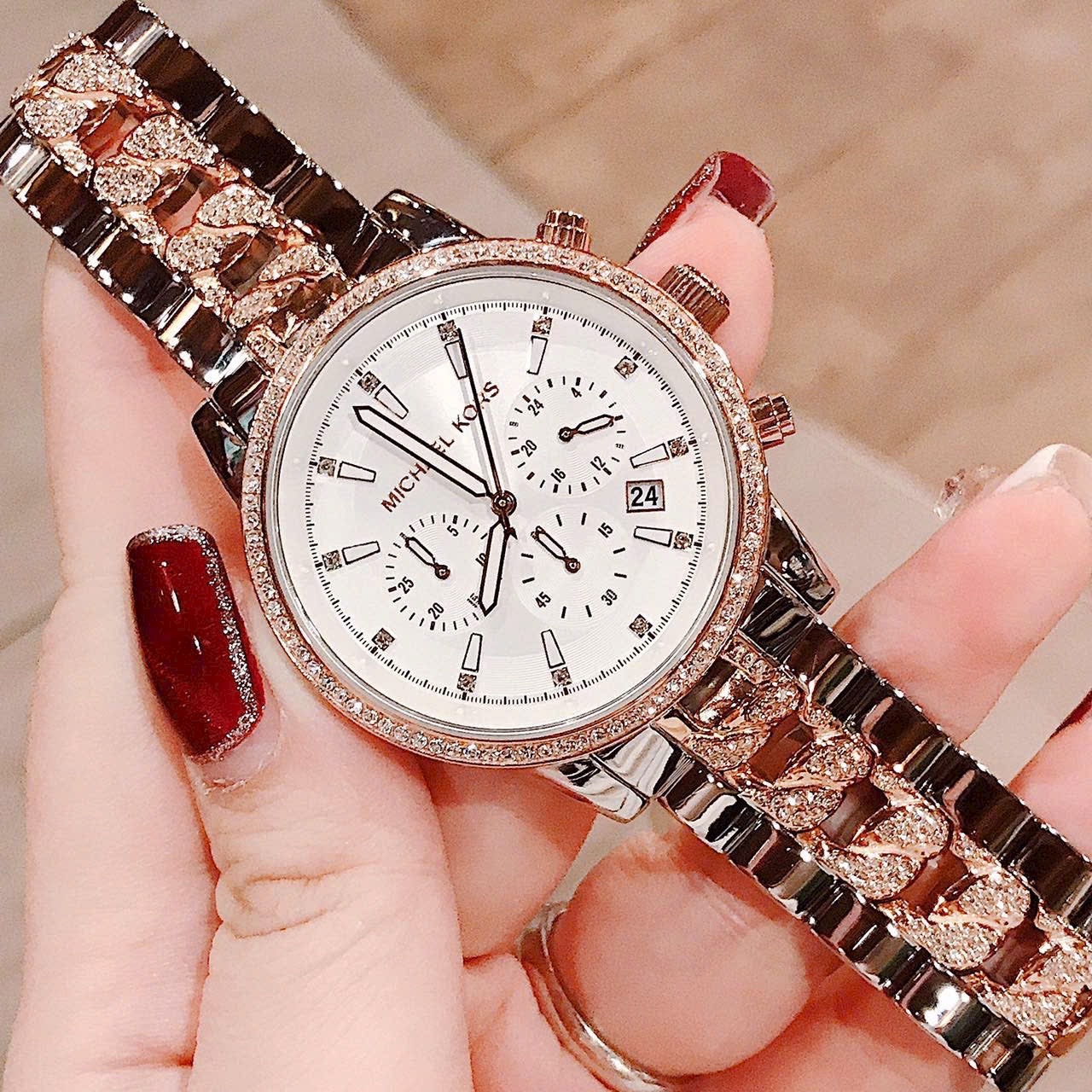 Đồng Hồ Michael Kors Ritz Chronograph |Nữ Giới |Demi Rose Gold |Dây Kim Loại |Máy Pin (Quartz) |Size 41mm |donghogiatot.vn