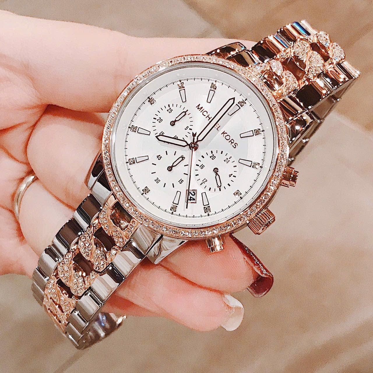 Đồng Hồ Michael Kors Ritz Chronograph |Nữ Giới |Demi Rose Gold |Dây Kim Loại |Máy Pin (Quartz) |Size 41mm |donghogiatot.vn