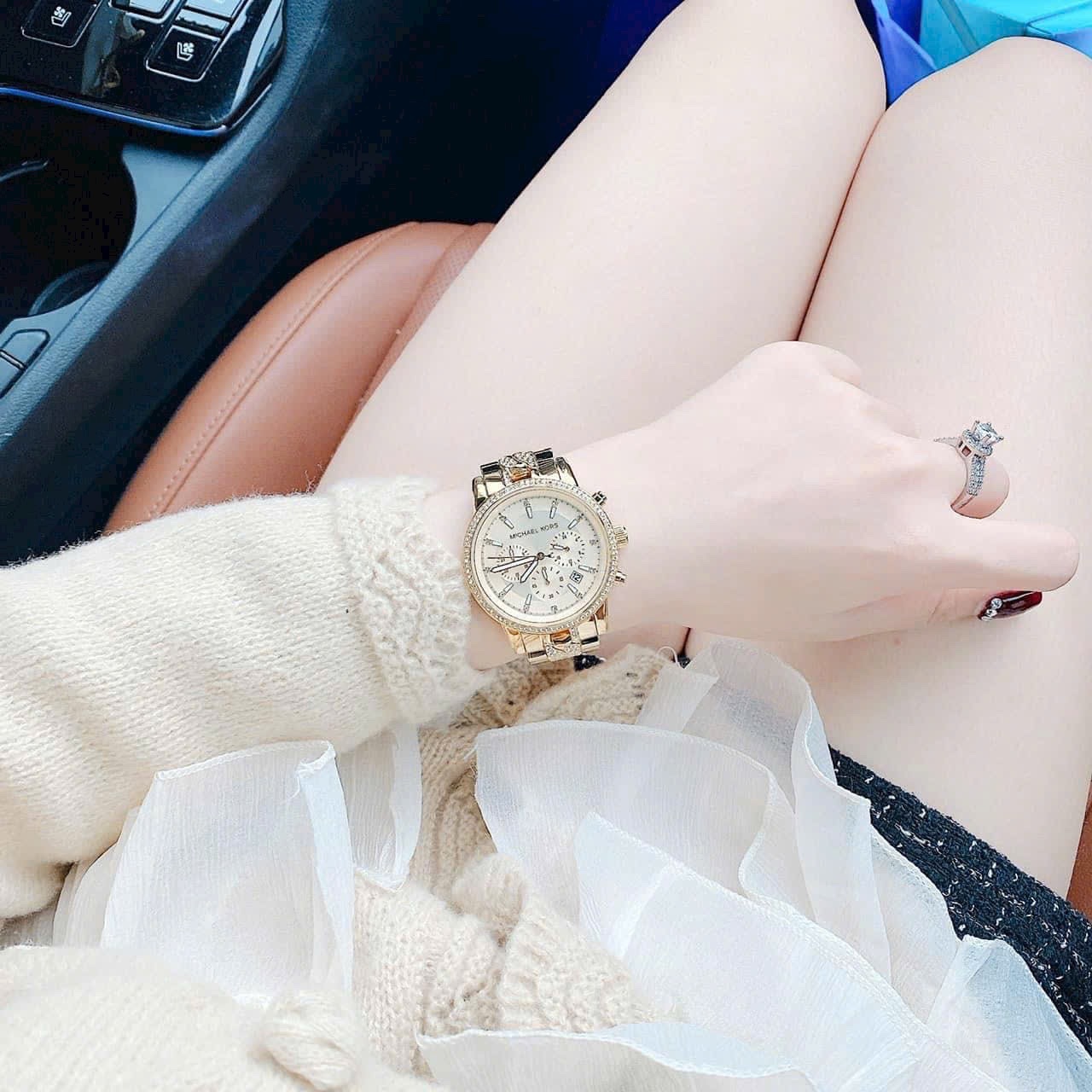 Đồng Hồ Michael Kors Ritz Chronograph |Nữ Giới |Vàng Gold |Dây Kim Loại |Máy Pin (Quartz) |Size 41mm |donghogiatot.vn