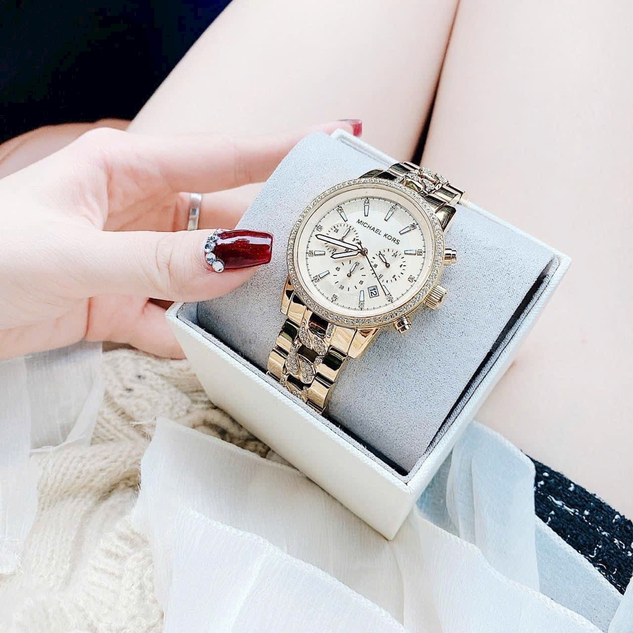 Đồng Hồ Michael Kors Ritz Chronograph |Nữ Giới |Vàng Gold |Dây Kim Loại |Máy Pin (Quartz) |Size 41mm |donghogiatot.vn