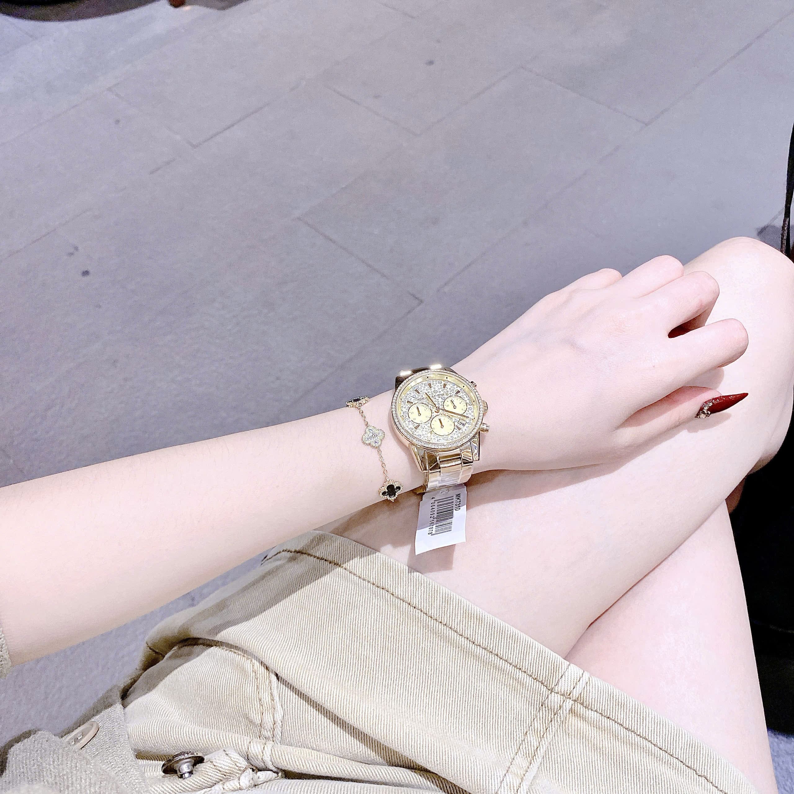 Đồng Hồ Michael Kors Ritz |Nữ Giới |6 Kim |Full Đá |Dây Kim Loại Vàng Gold |Máy Pin (Quartz) |Size 37mm |donghogiatot.vn