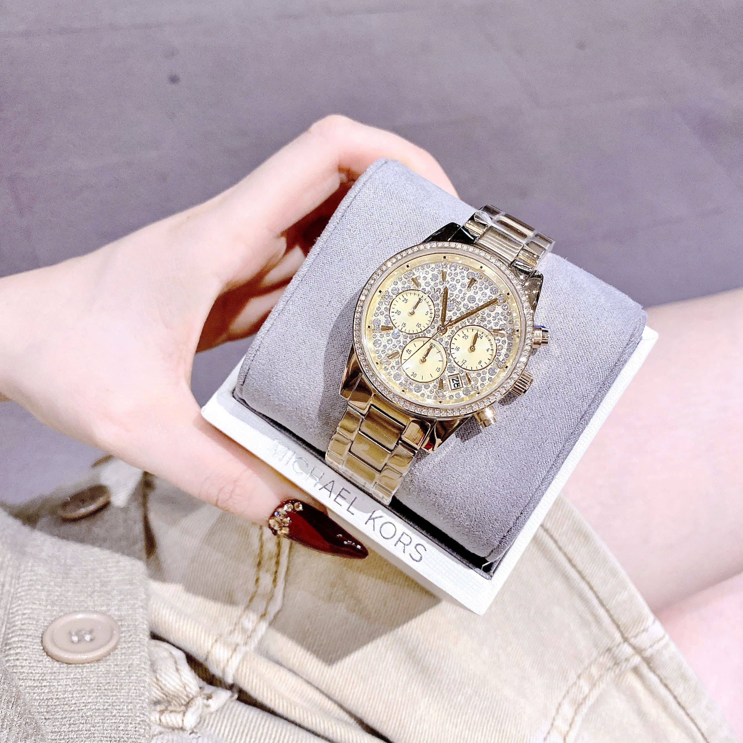 Đồng Hồ Michael Kors Ritz |Nữ Giới |6 Kim |Full Đá |Dây Kim Loại Vàng Gold |Máy Pin (Quartz) |Size 37mm |donghogiatot.vn