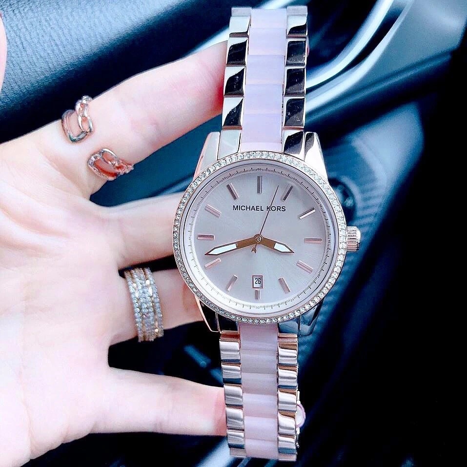 Đồng Hồ Michael Kors Ritz |Nữ Giới |Rose Gold |Dây Acetate Hồng |Máy Pin (Quartz) |Size 37mm |donghogiatot.vn