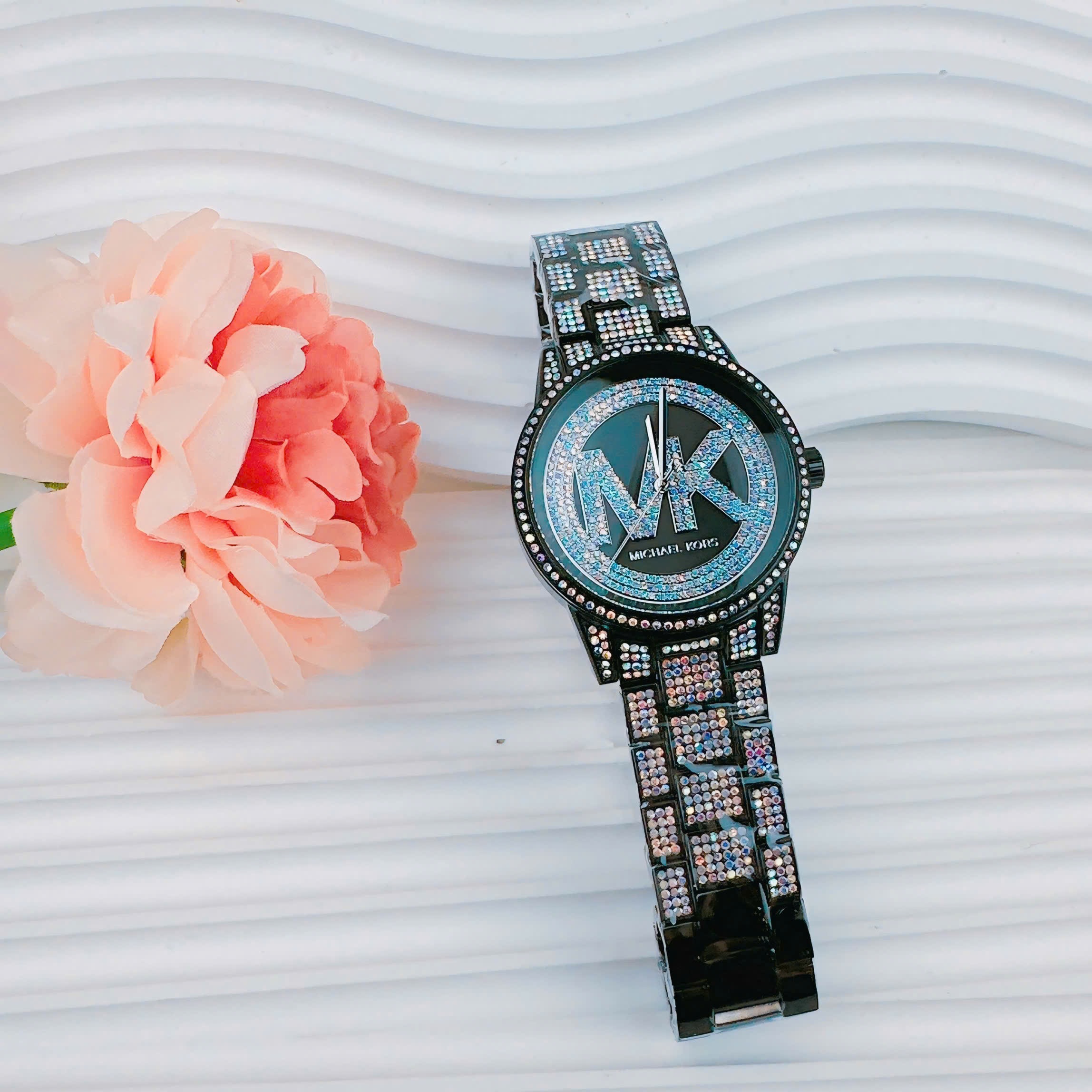 Đồng Hồ Michael Kors Ritz |Unisex |Mặt Đính Đá |Nhiều Màu |Dây Kim Loại Đen |Máy Pin (Quartz) |Size 41mm |donghogiatot.vn