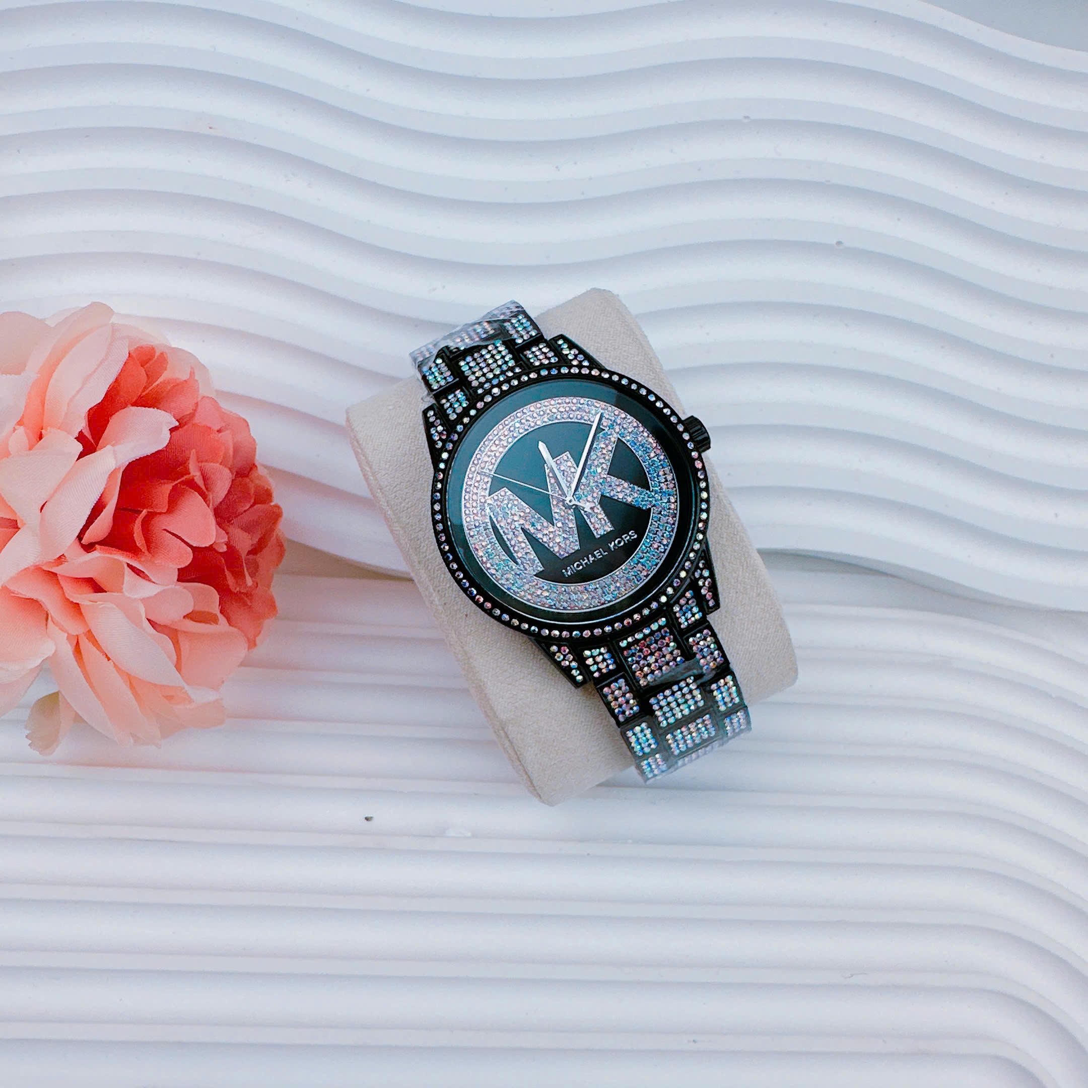 Đồng Hồ Michael Kors Ritz |Unisex |Mặt Đính Đá |Nhiều Màu |Dây Kim Loại Đen |Máy Pin (Quartz) |Size 41mm |donghogiatot.vn