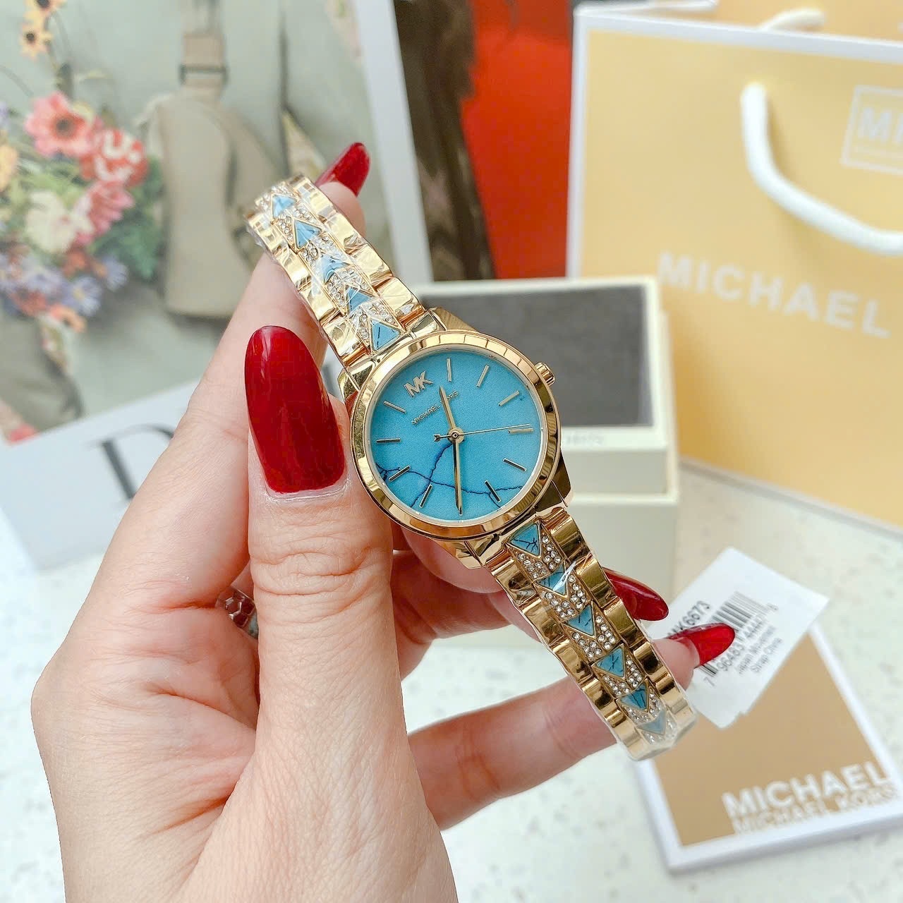 Đồng Hồ Michael Kors Runway Mercer |Nữ Giới |Mặt Xanh |Dây Kim Loại |Máy Pin (Quartz) |Size 28mm |donghogiatot.vn