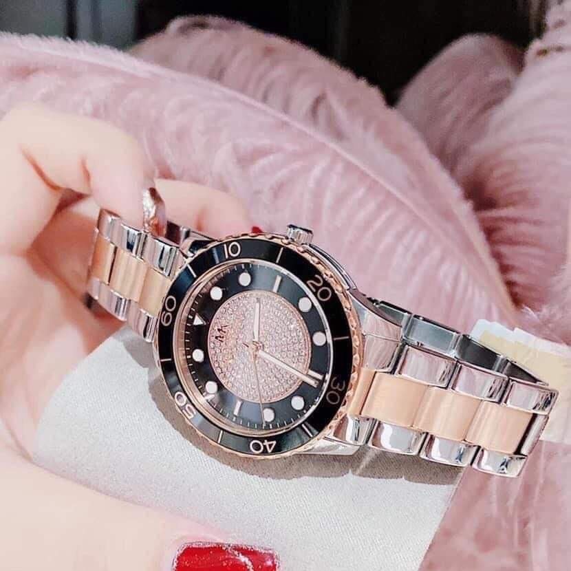 Đồng Hồ Michael Kors Runway |Nữ Giới |Mặt Đen |Dây Kim Loại Demi Rose Gold |Máy Pin (Quartz) |Size 40mm |donghogiatot.vn