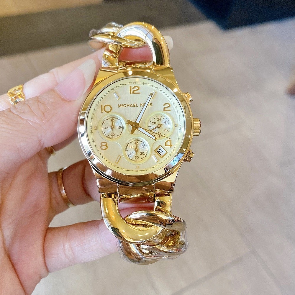 Đồng Hồ Michael Kors Runway |Nữ Giới |Mặt Tròn Trắng |Dây Mắt Xích Vàng Gold |Máy Pin (Quartz) |Size 38mm |donghogiatot.vn