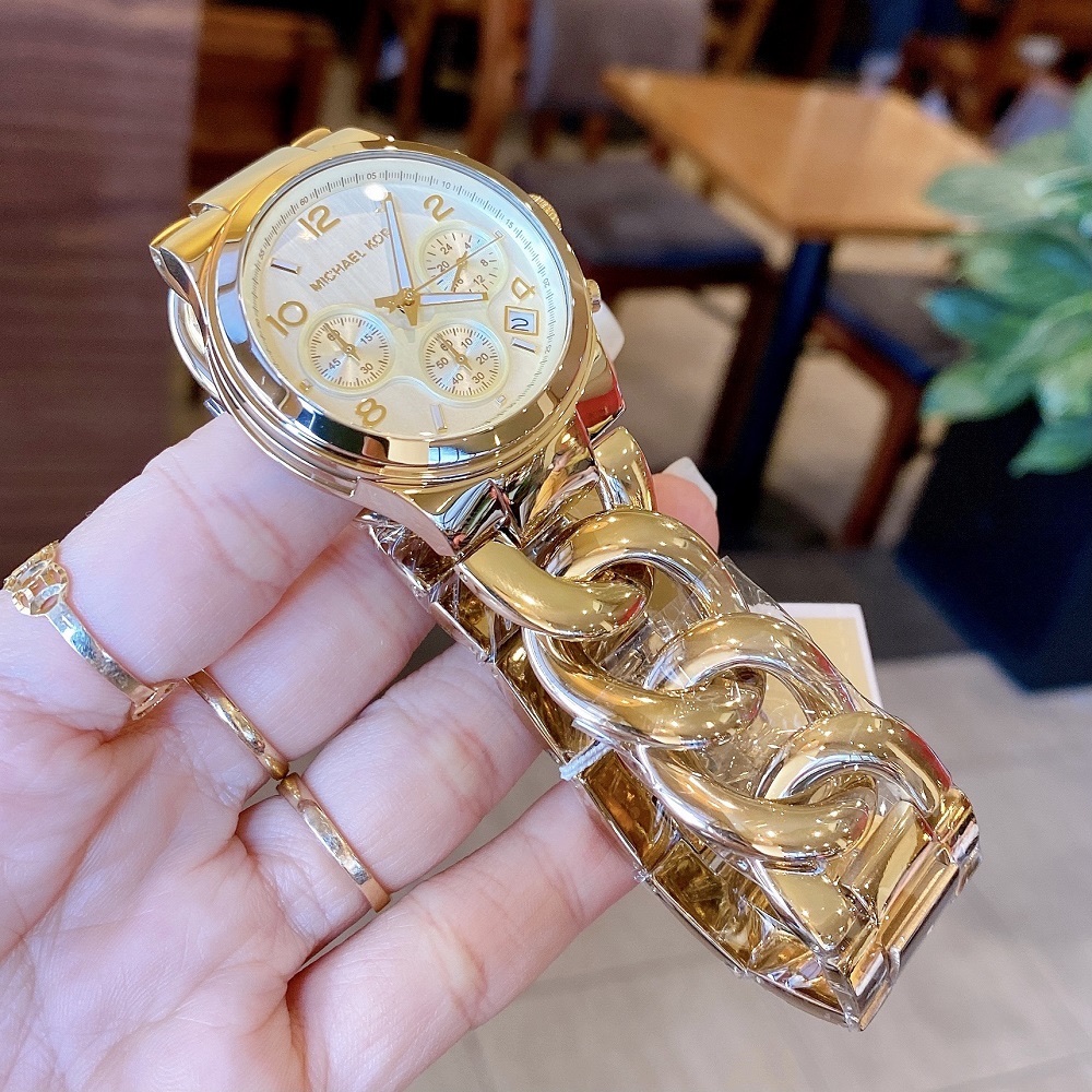 Đồng Hồ Michael Kors Runway |Nữ Giới |Mặt Tròn Trắng |Dây Mắt Xích Vàng Gold |Máy Pin (Quartz) |Size 38mm |donghogiatot.vn