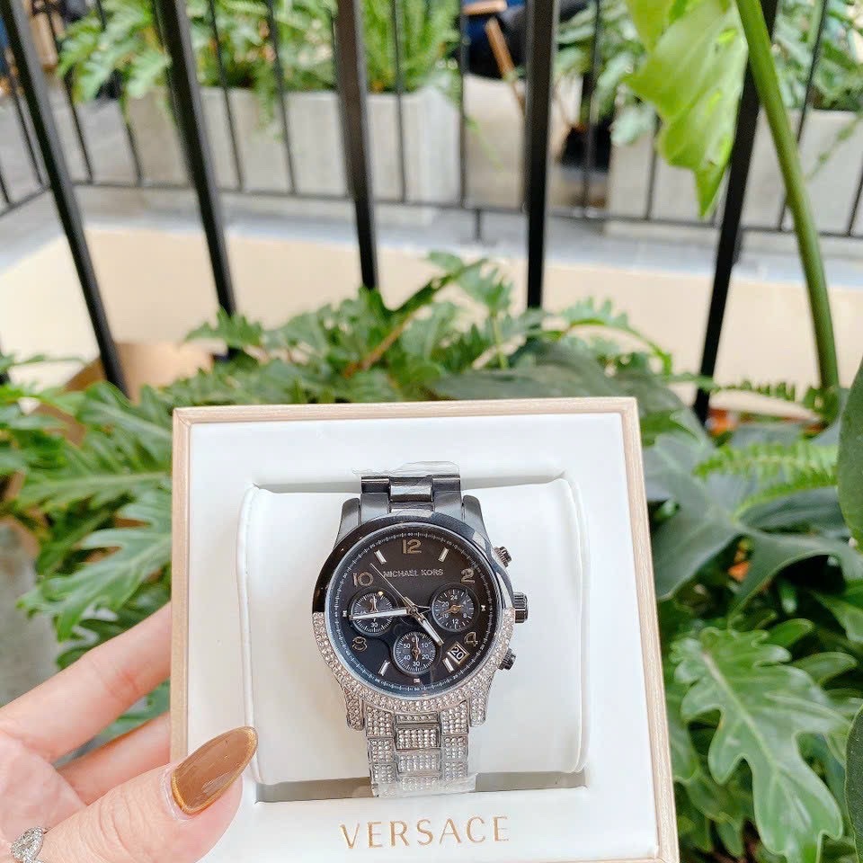 Đồng Hồ Michael Kors Runway Pave |Unisex |Đính Đá |Dây Kim Loại Đen |Máy Pin (Quartz) |Size 38mm |donghogiatot.vn