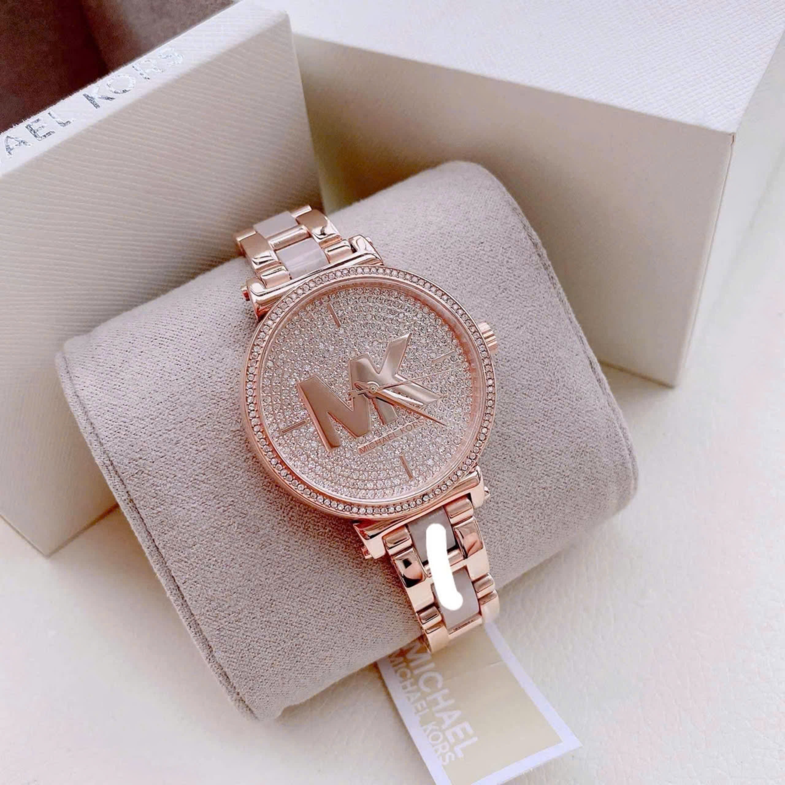Đồng Hồ Michael Kors Parker |Nữ Giới |Mặt Full Đá |Dây Kim Loại Rose Gold Mix Acetate |Máy Pin (Quartz) |Size 38mm |donghogiatot.vn