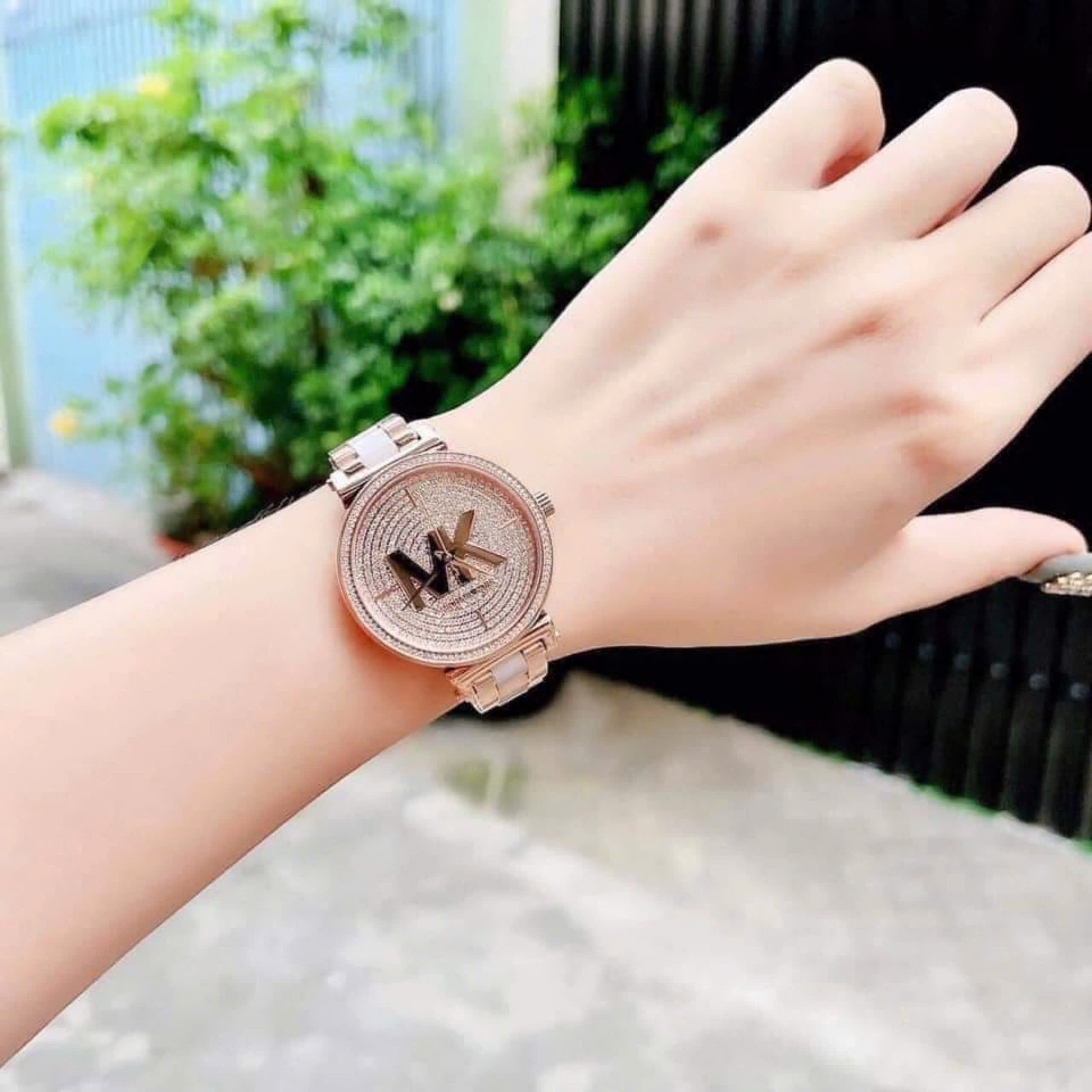Đồng Hồ Michael Kors Parker |Nữ Giới |Mặt Full Đá |Dây Kim Loại Rose Gold Mix Acetate |Máy Pin (Quartz) |Size 38mm |donghogiatot.vn