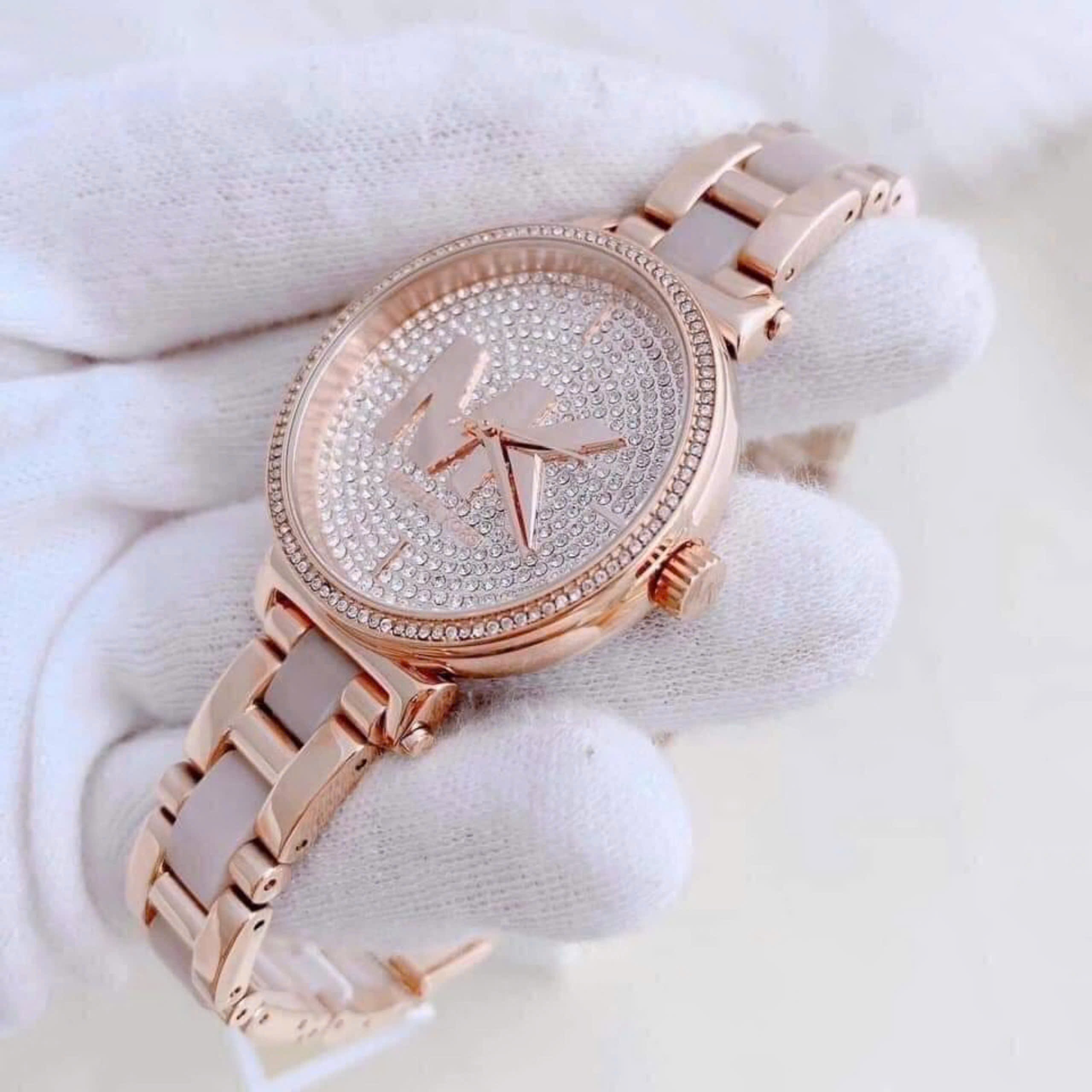 Đồng Hồ Michael Kors Parker |Nữ Giới |Mặt Full Đá |Dây Kim Loại Rose Gold Mix Acetate |Máy Pin (Quartz) |Size 38mm |donghogiatot.vn