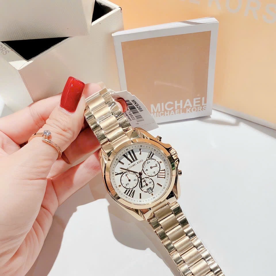 Đồng Hồ Michael Kors Bradshaw |Nam Giới |Mặt Trắng |Dây Kim Loại Vàng Gold |Máy Pin (Quartz) |Size 42mm |donghogiatot.vn