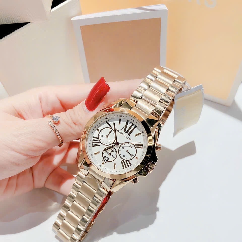 Đồng Hồ Michael Kors Bradshaw |Nam Giới |Mặt Trắng |Dây Kim Loại Vàng Gold |Máy Pin (Quartz) |Size 42mm |donghogiatot.vn