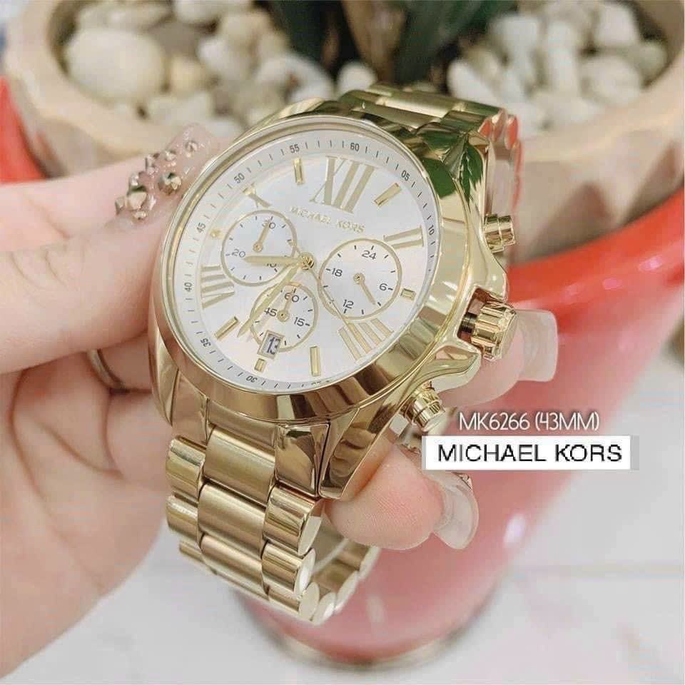 Đồng Hồ Michael Kors Bradshaw |Nam Giới |Mặt Trắng |Dây Kim Loại Vàng Gold |Máy Pin (Quartz) |Size 42mm |donghogiatot.vn