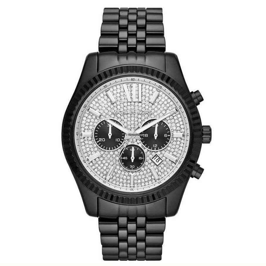 Đồng Hồ Michael Kors Lexington |Nam Giới |Mặt Full Đá |Dây Kim Loại Đen |Máy Pin (Quartz) |Size 44mm |donghogiatot.vn